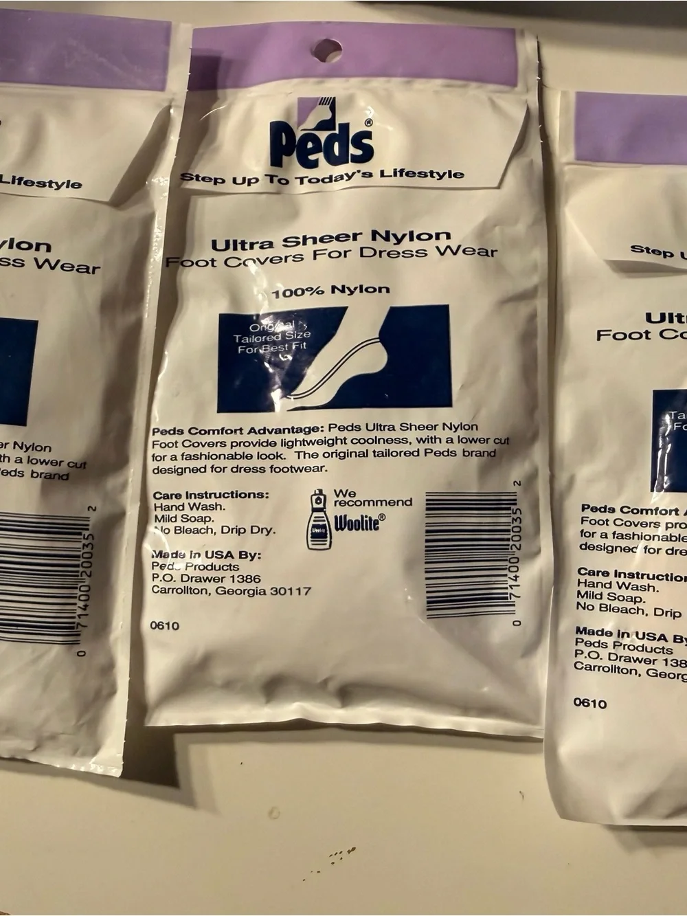 Peds Ultra Sheer Nylon Foot Covers - Nude vintage  set of 3. Plus 4th set open